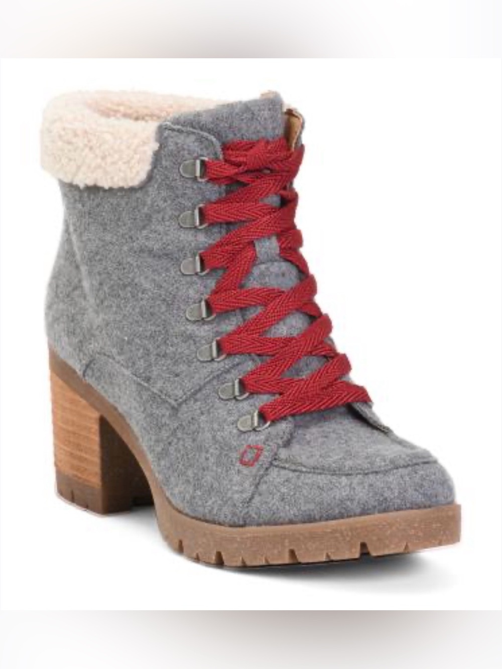 Kork Ease Evie Women's Gray Wool Lace-Up Heeled Ankle Boot with Ref Laces Size 8